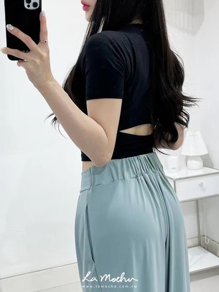 後簍腰合身短版上衣