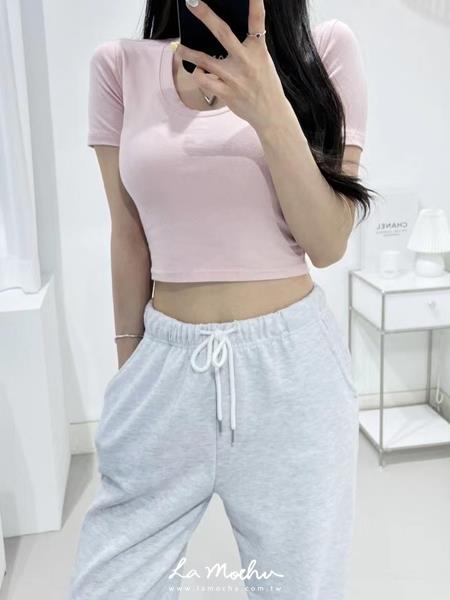 後簍腰合身短版上衣