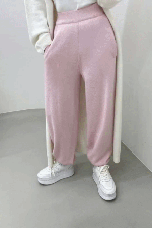 針織混毛料超舒服縮口褲