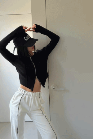 雙邊拉鍊合身線條辣妹上衣