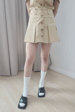 排扣設計百褶裙