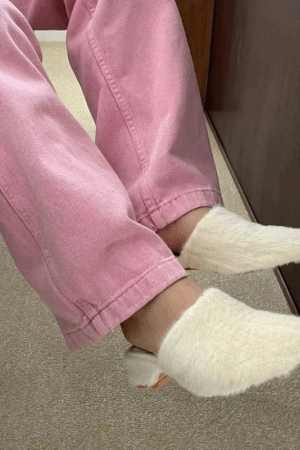 低跟羔毛穆勒拖鞋(偏小半號)