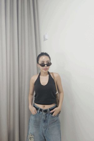 掛脖微羊毛美背背心