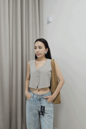 V領後扣西裝背心