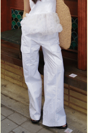 尼龍布姐姐直筒工作褲