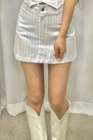 高腰條紋西裝傘裙