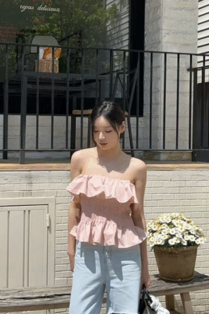前短後長荷葉平口背心