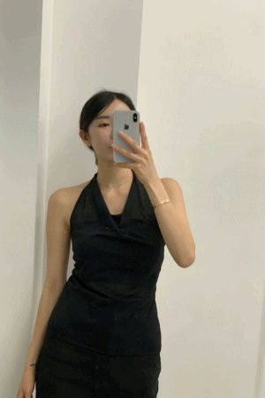 一片式垂墜綁帶薄紗背心