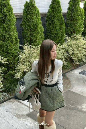 拼色滾邊鬆緊絎縫褲裙