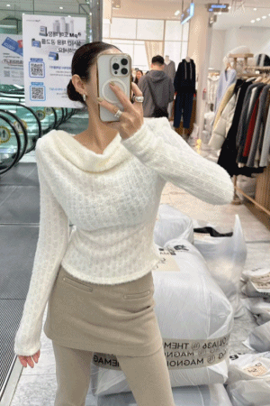 女人味馬海毛垂領上衣