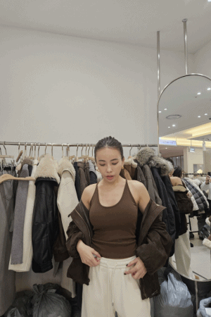 V領外磨毛挖肩BRA背心
