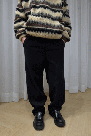柔軟燈芯絨鬆緊直筒長褲