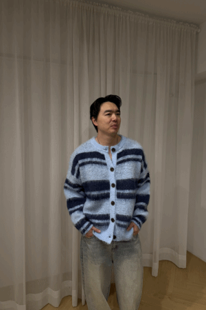 跳色針織羊毛開襟外套