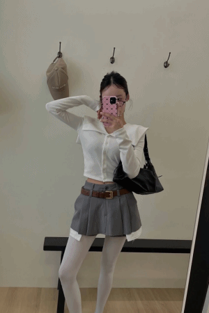 百摺高腰西裝褲裙