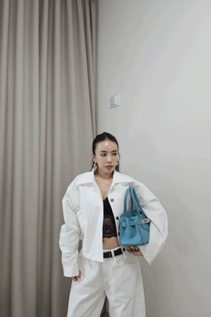 薄襯衫式短版排扣外套
