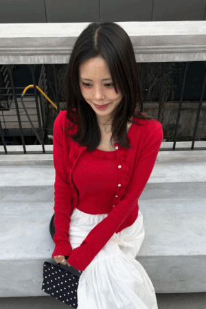 削肩花邊背心+排扣外套兩件組