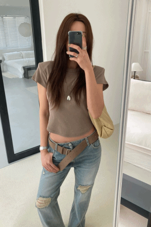 圓弧棉質墊肩上衣