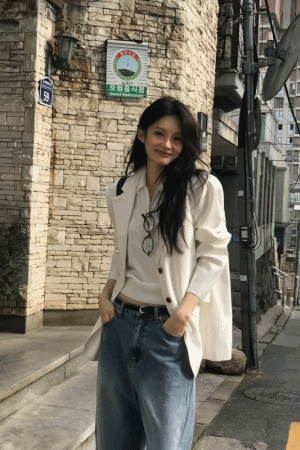 三排扣涼感麻料西裝外套