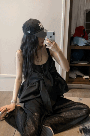 後綁帶澎感襯衫背心