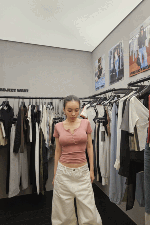 排扣冰涼感彈性上衣