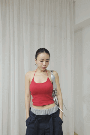 繞脖美背坑條BRA背心