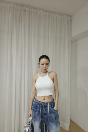 挖肩滾邊BRA短版背心