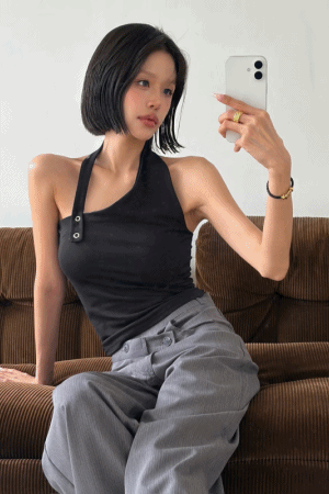 雙扣掛脖美背棉質背心