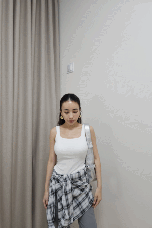 方領滾邊棉質BRA背心
