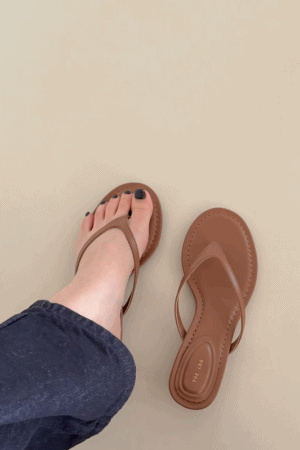小貓跟皮革夾腳拖鞋(正常版/3CM)