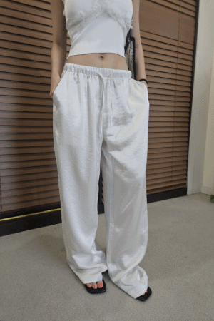 後口袋綁帶緞面長褲(闆娘.花花清單)