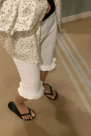 泡泡布荷葉卡布里褲