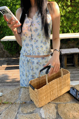 高級花布掛脖上衣