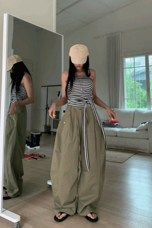 後鬆緊高腰彎刀工作褲