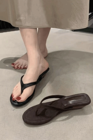 楔型麂皮夾腳拖鞋(4CM/正常版)