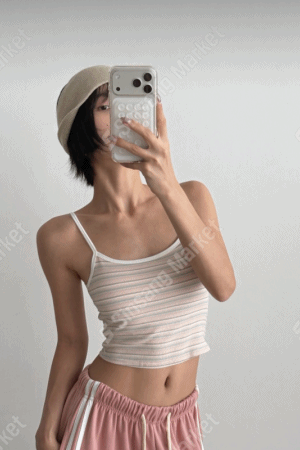 細肩條紋短版BRA背心