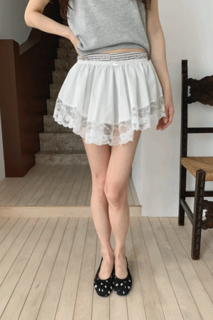寬蕾絲條紋澎褲裙(闆娘清單)