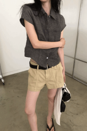 鬆弛感剪裁工作短褲