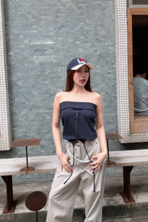 平口翻領設計排扣背心