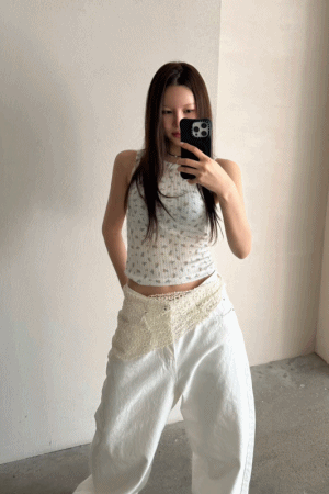 小碎花微透背心