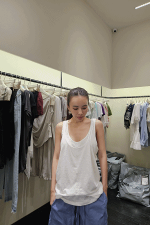鬆弛感假兩件背心