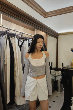 (限量)拼色假兩件防曬上衣