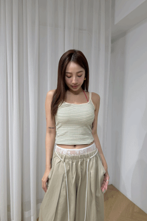 細肩U領條紋背心