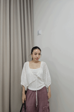 細肩麻紗背心+罩衫兩件組