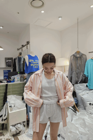(限量)拼色條紋襯衫