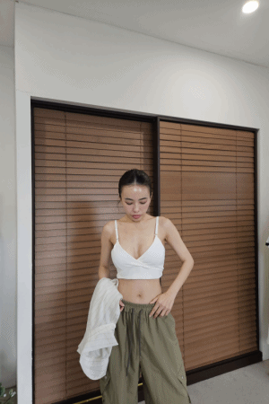 下擺縮口V領BRA小背心