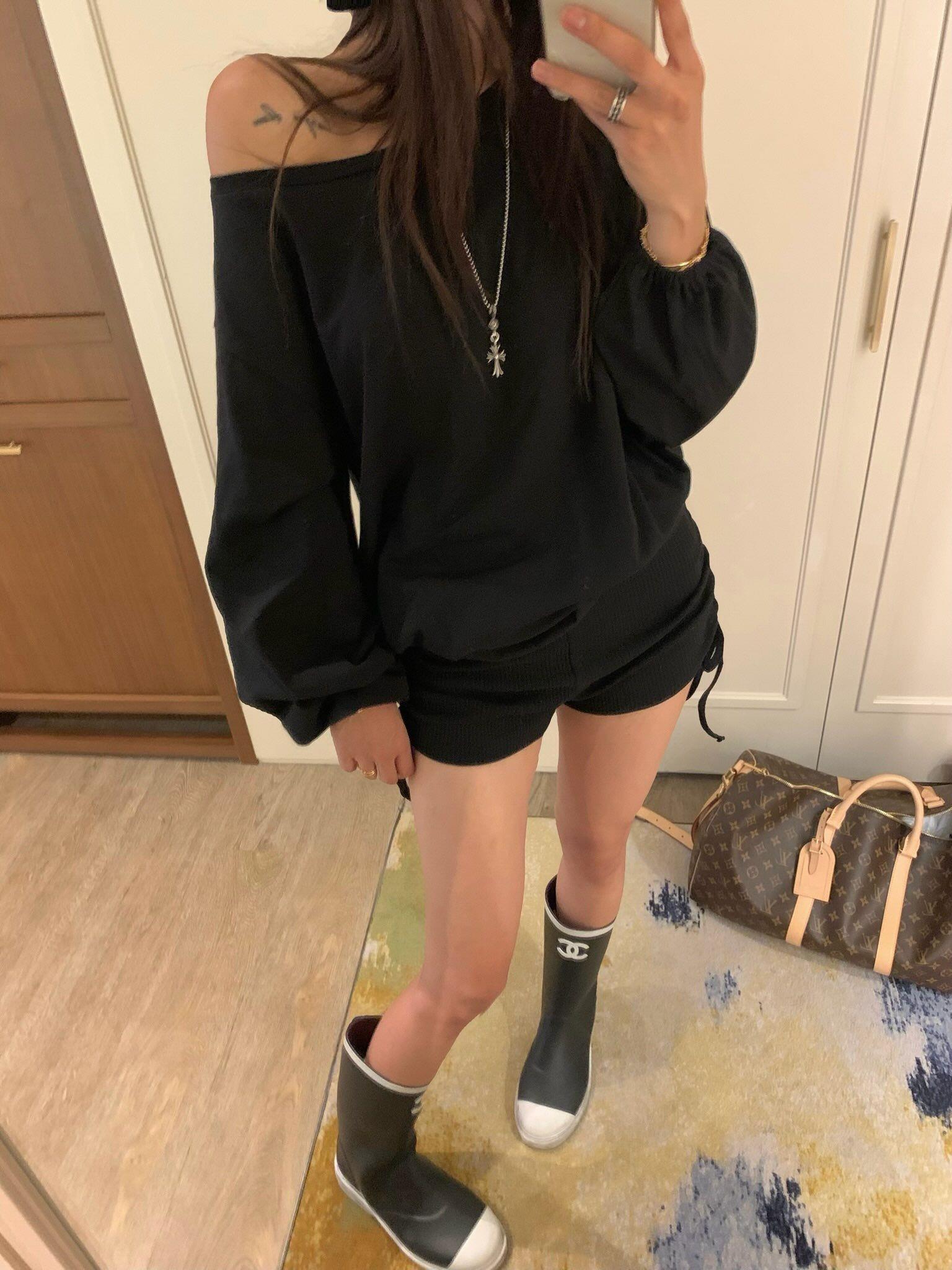 坑條綁帶連身褲