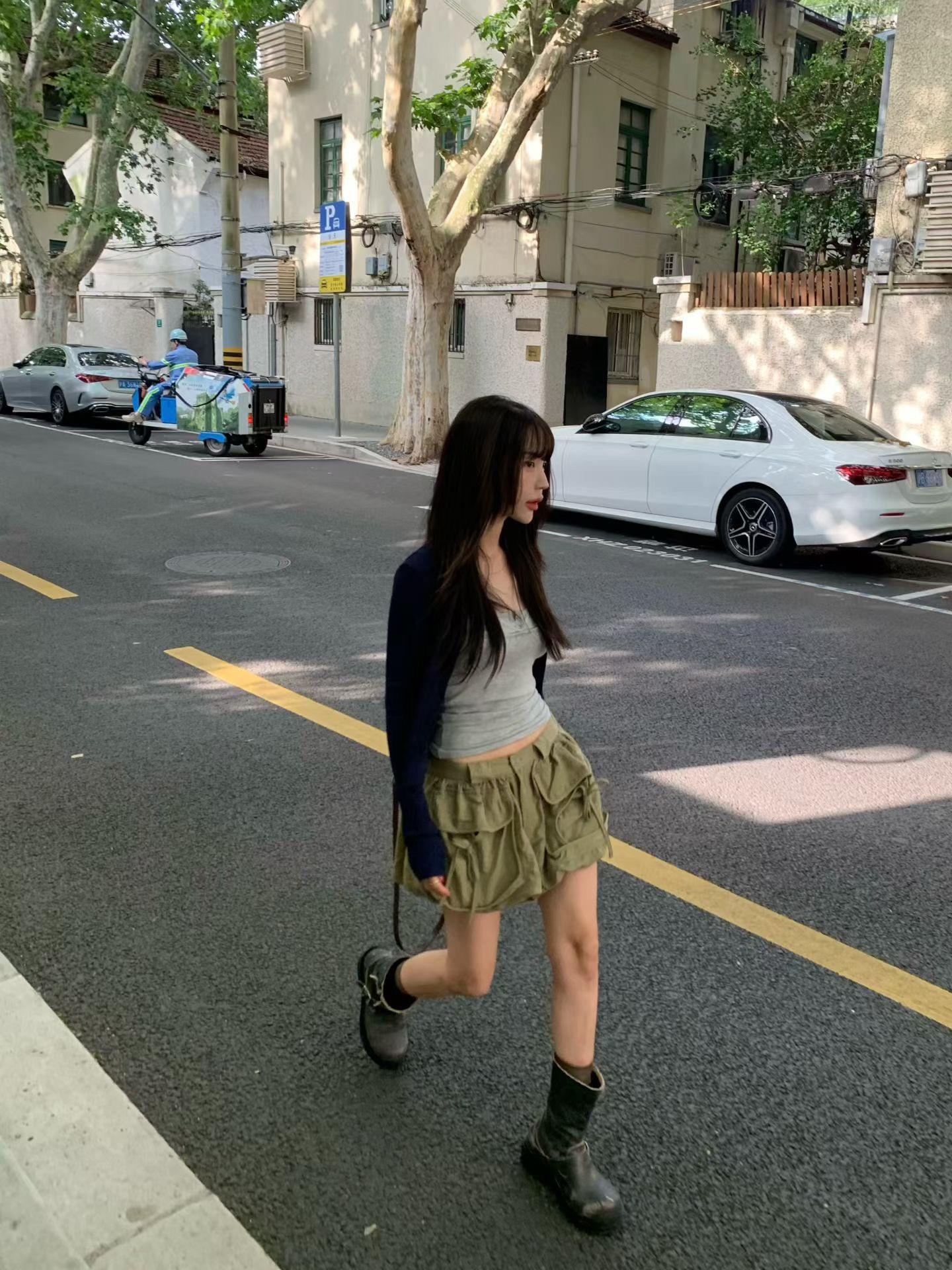 小澎口袋工裝褲裙