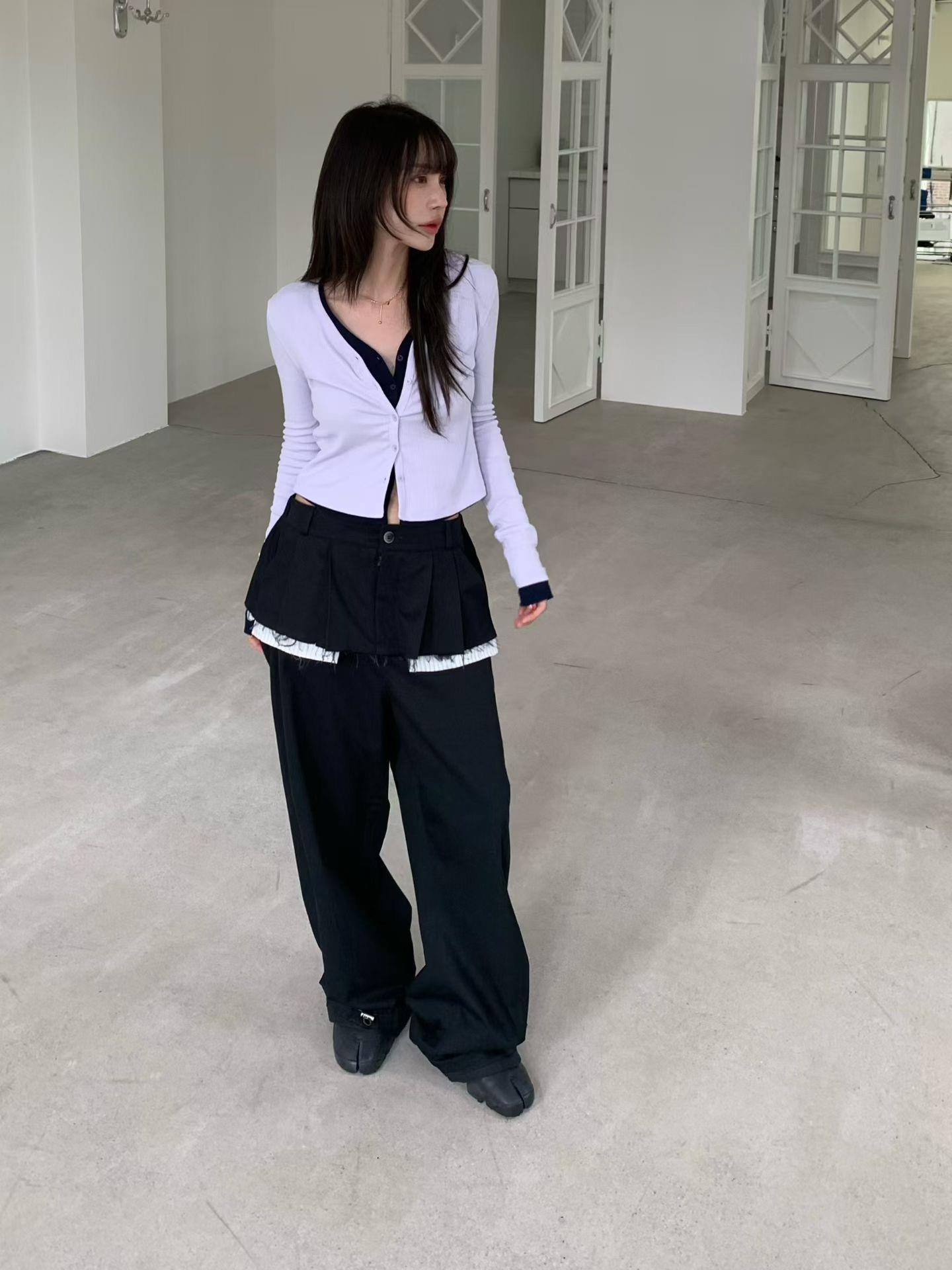 西裝不修邊外罩長褲
