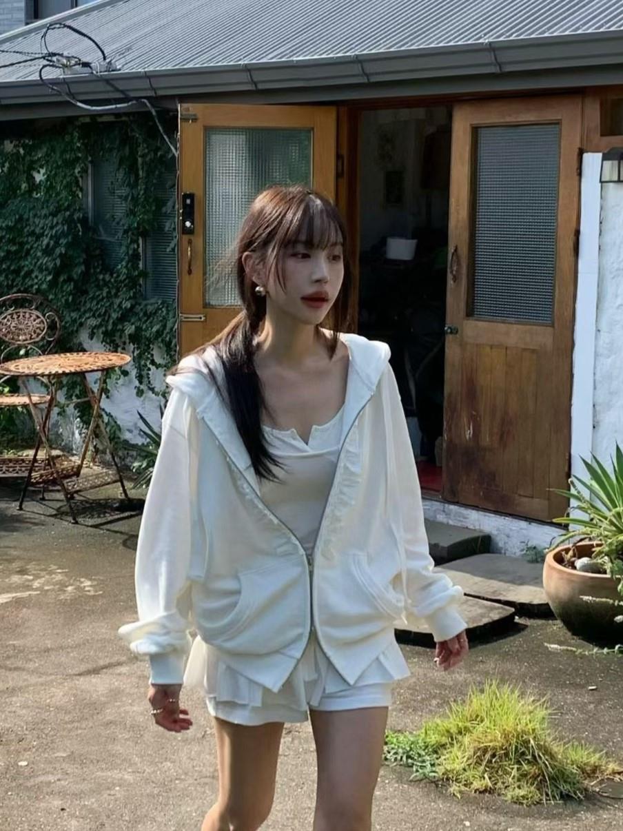棉質連帽荷葉外套