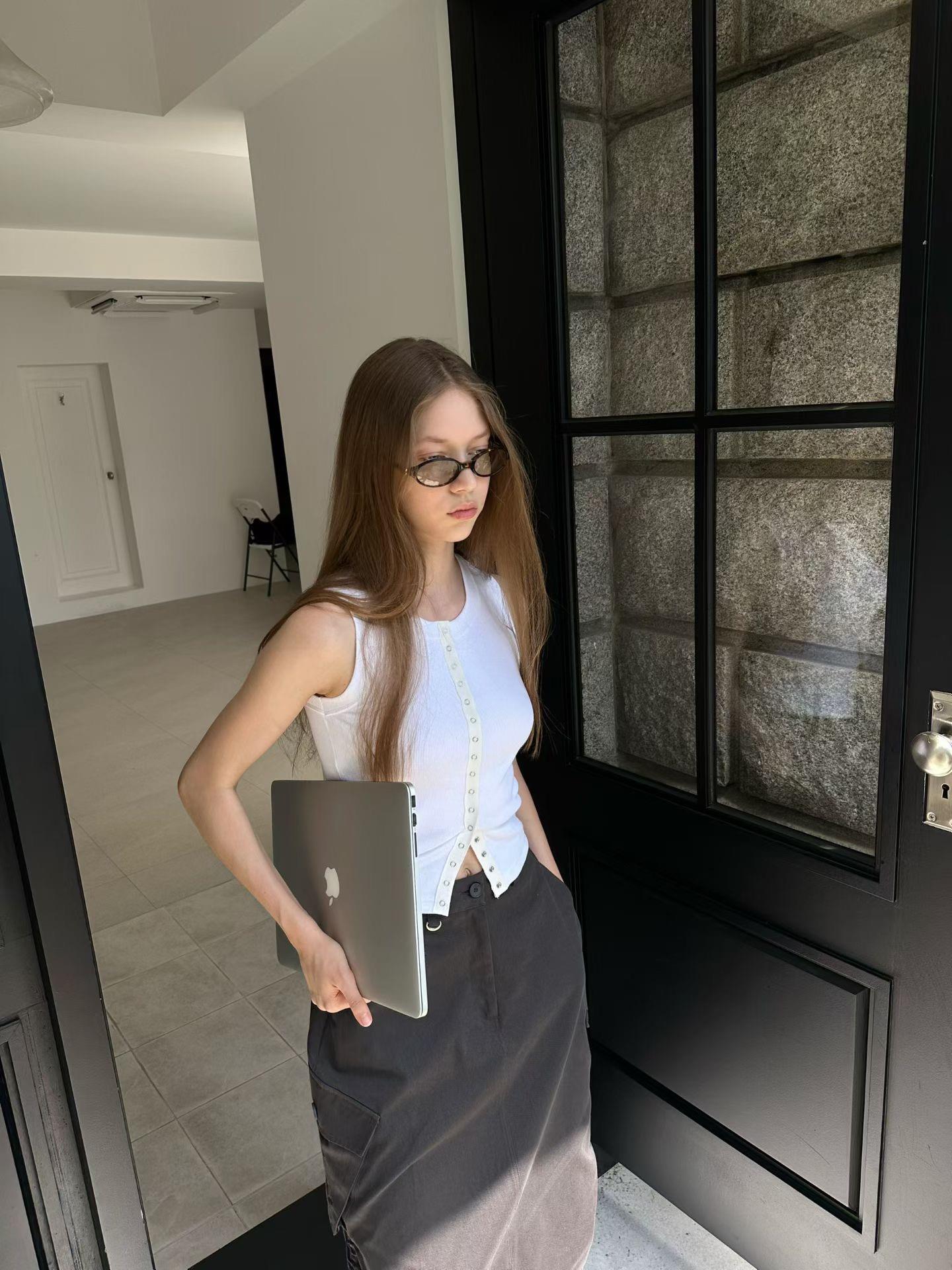全壓釦歐美彈性背心